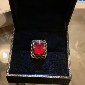 Vintage Sarah Coventry MAJORCA 1969 Ring Red Stone